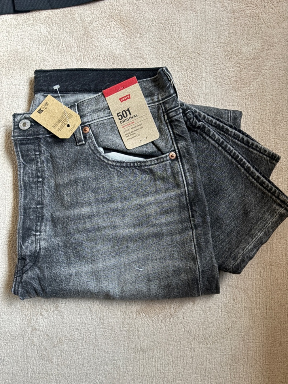 Levi's 501 Original Straight Men's Jeans — Distressed Black Wash